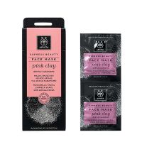Apivita Express Beauty Μάσκα Προσώπου Για Απαλό Καθαρισμό Με Ροζ  Άργιλο 2x8ml