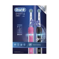Oral-B Smart 4 4900 Special Edition Set Επαναφορτιζόμενη Ηλεκτρική Οδοντόβουρτσα Συσκευασία Με 2 Λαβές Σε Ροζ & Μαύρο