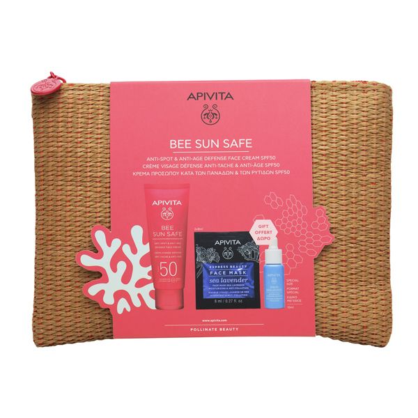 Apivita Bee Sun Safe Set Με Κρέμα Προσώπου κατά των Πανάδων & των Ρυτίδων Spf50 50ml & Δώρο Aqua Beelicious Booster Αναζωογόνησης & Ενυδάτωσης 10ml & Express Beauty Μάσκα Προσώπου Ενυδάτωσης & Προστασίας Με Θαλάσσια Λεβάντα 2x8ml